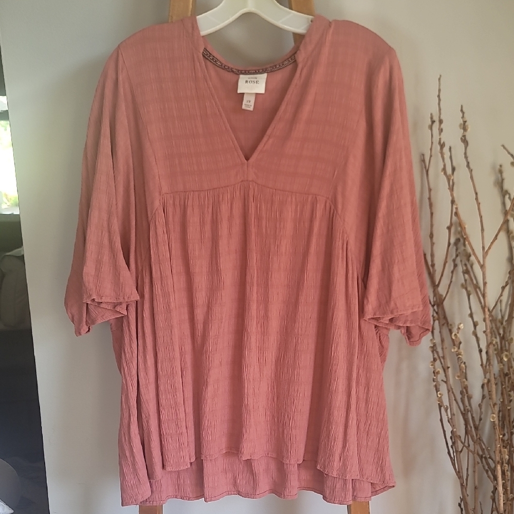 Knox Rose Pink Flutter Sleeve Tunic